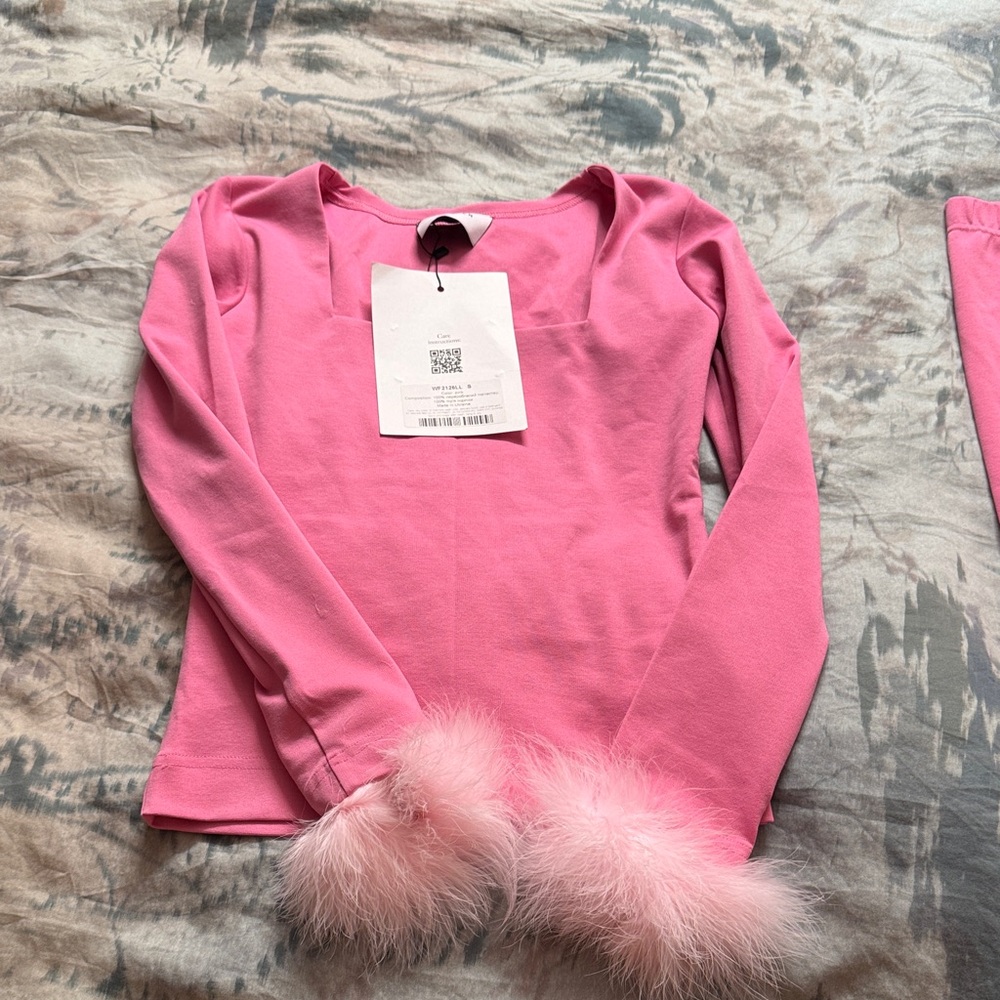 Sleeper Pink Long Sleeve Pajama Set with Faux Fur Cuffs